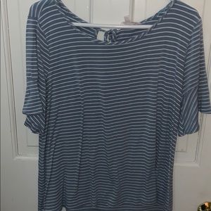 Light blue, white stripped shirt